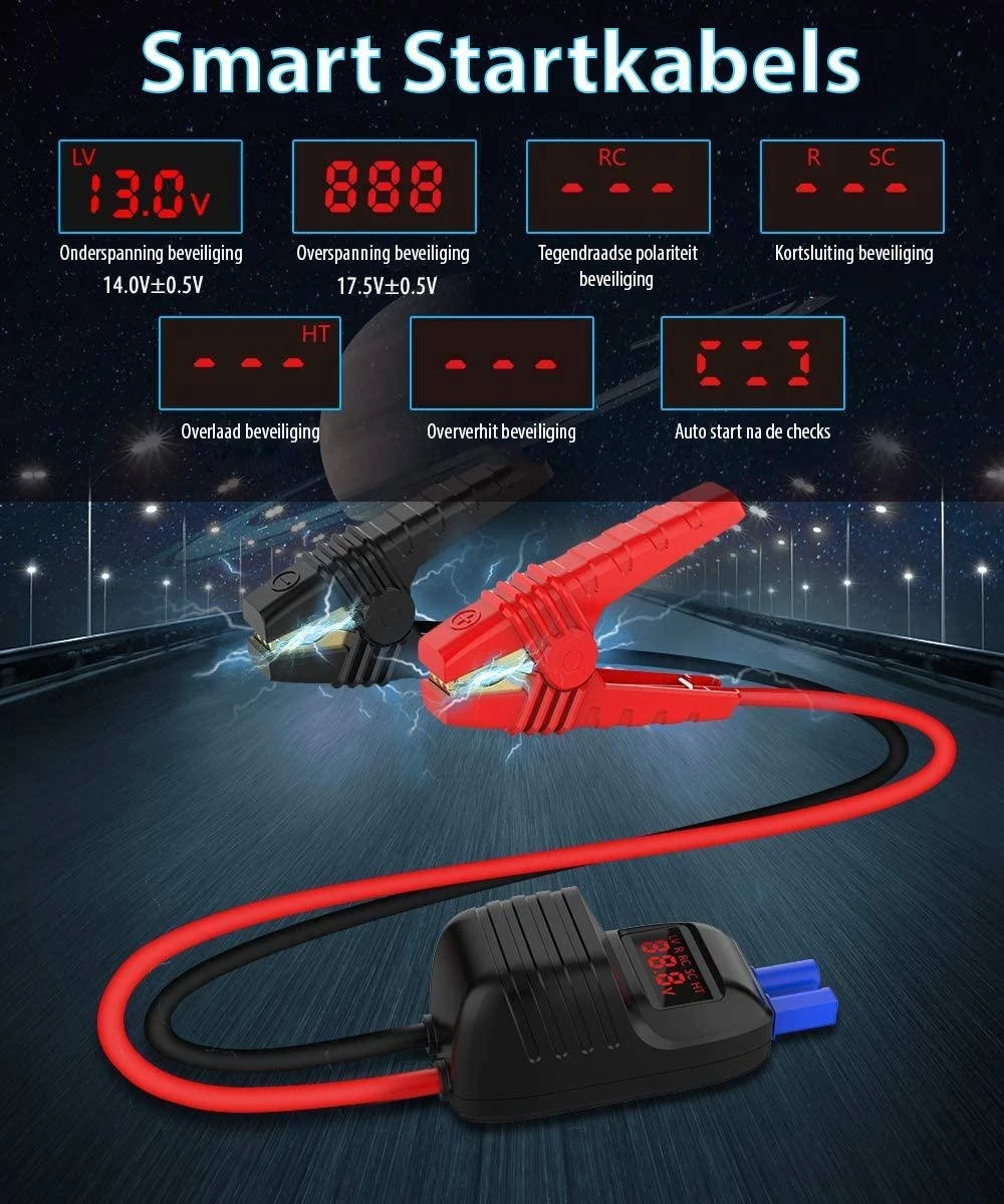 UTRAI - Jump Starter Auto - Batterij 13000mAh - 1000A - Smart-Clip Power Bank Met Batterij Detectie Voor 12V - Auto Booster Jumpstarter Mini 5 UTRAI - Jump Starter Auto - Batterij 13000mAh - 1000A - Smart-Clip Power Bank Met Batterij Detectie Voor 12V - Auto Booster Jumpstarter Mini - Afbeelding 3