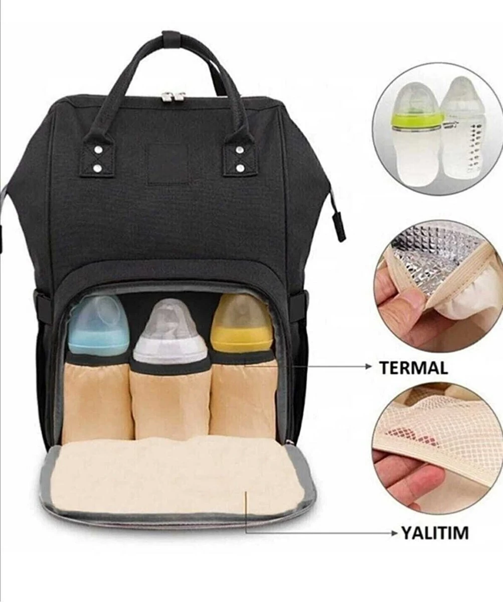 Luiertas Rugzak - Zwart - Inclusief Flessenwarmhouder - Kinderwagenhaken En Isoleervak 3 Luiertas Rugzak - Zwart - Inclusief Flessenwarmhouder - Kinderwagenhaken En Isoleervak