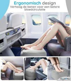 Merkloos Voetensteun | Opblaasbaar | In Alle Hoogtes Verstelbaar | Reiskussen | Vliegtuigbed | Voetensteun | 3 Verschillende Standen | Met Kinderen Reizen | Grijs -Babyproducten 1045x1200 3