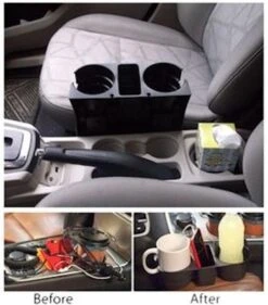 Merkloos Decopatent® Autostoel Organizer - Voor Tussen Auto Stoel / Console - Bekerhouder & Telefoonhouder - Opbergvakken - Auto Organiser -Babyproducten 1053x1200