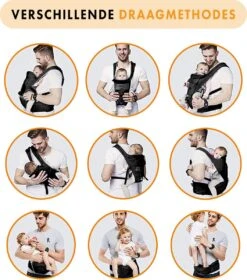 Deryan Pack Luxe Ergonomische Draagzak - Babydrager + Opbergvakjes - Zwart -Babyproducten 1057x1200 3