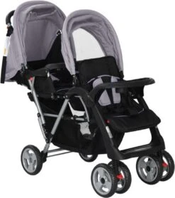 VidaXL Kinderwagen Dubbel Staal Grijs En Zwart 16 VidaXL Kinderwagen Dubbel Staal Grijs En Zwart -Babyproducten 1065x1200 2