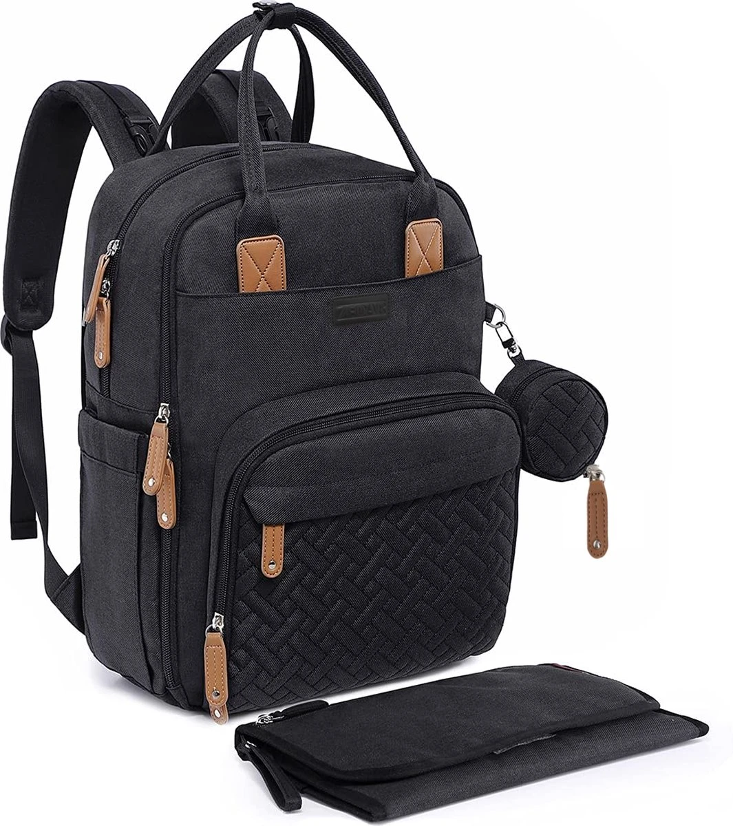 Luiertas Rugzak - Incl. Buggy / Kinderwagen Haken En Verschoningsmat - Complete Set - Zwart Van Zedar 3 Luiertas Rugzak - Incl. Buggy / Kinderwagen Haken En Verschoningsmat - Complete Set - Zwart Van Zedar