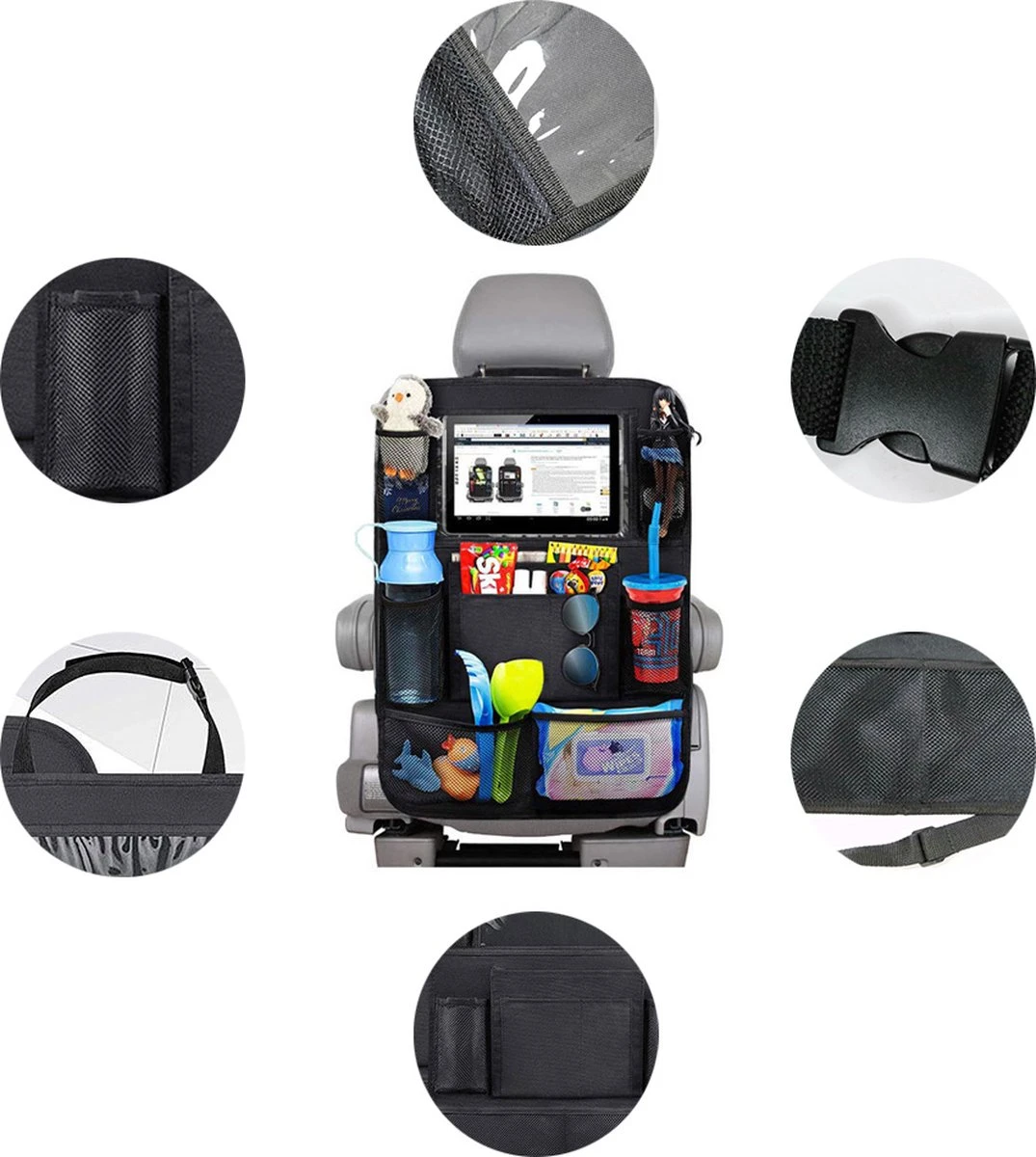 Merkloos Autostoel Organizer De Luxe, Auto Organizer Voor Baby En Kinderen, Met Tablethouder Voor O.a. IPad 4 Merkloos Autostoel Organizer De Luxe, Auto Organizer Voor Baby En Kinderen, Met Tablethouder Voor O.a. IPad - Afbeelding 2