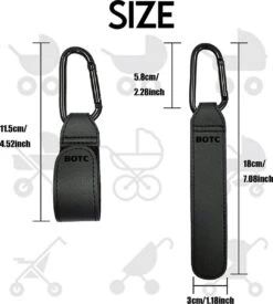 BOTC Kinderwagen Tassenhaakjes - Leer - Haakjes Voor Tassen - Set Van 2 - Leather - Extra Stevig - Buggy Haakjes - Zwart -Babyproducten 1076x1200