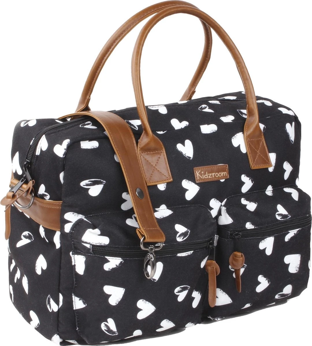 Kidzroom Black And White Luiertas - Zwart - Ophanglussen Kinderwagen - Verschoonmatje - Verstelbare Schouderband 13 Kidzroom Black And White Luiertas - Zwart - Ophanglussen Kinderwagen - Verschoonmatje - Verstelbare Schouderband - Afbeelding 11