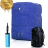 Merkloos Voetensteun - Vliegtuigbedje - Premium Quality - Reisbedje - 3 Hoogtestanden - Vliegtuig Kussen - Voetenbankje Of Poef - Met Opbergzakje & Pomp - Blauw -Babyproducten 1095x1200