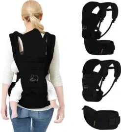 Deryan Pack Luxe Ergonomische Draagzak - Babydrager + Opbergvakjes - Zwart -Babyproducten 1105x1200 3