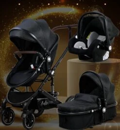 Belecoo - Luxe Kinderwagen - 3-in-1 Buggy - Opklapbare Wandelwagen - Autostoel - Wieg - Multifunctioneel - Zwart -Babyproducten 1107x1200 3