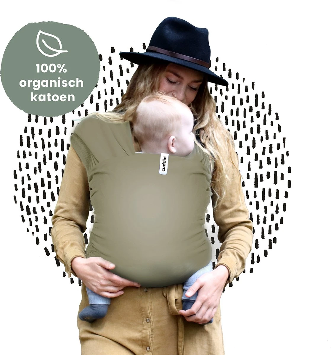 Cuddie Baby Draagdoek - Premium Organic Baby Draagdoek Gemaakt Van Bio Katoen - Newborns Tot 15 Kg - Baby Cadeau - Met Wenskaart - Olive 4 Cuddie Baby Draagdoek - Premium Organic Baby Draagdoek Gemaakt Van Bio Katoen - Newborns Tot 15 Kg - Baby Cadeau - Met Wenskaart - Olive - Afbeelding 2