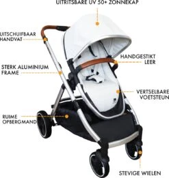 Deryan Evy Kinderwagen - Duo Kinderwagen - Uitbreidbaar - Inclusief Reiswieg - Creme -Babyproducten 1135x1200 3
