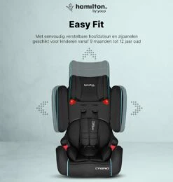 Hamilton By Yoop Cabrio Premium Opvouwbare Autostoel – Veilig, Comfortabel En Lichtgewicht Autozitje – Groep I, II, III Autostoeltje Voor 9 Maanden Tot 12 Jaar – Neon Blauw – ISOFIX Kliksysteem - 1e Opvouwbare Autostoel Ter Wereld - Zwart/Neon Blauw -Babyproducten 1139x1200 27