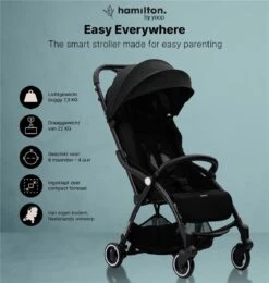 Hamilton By Yoop X1 Plus Buggy – Nieuw, Hoger, Uitgebreider 2023 Model – Premium Stroller Met One Hand Folding Technologie – Zwart – Lichte, Verstelbare En Wendbare Kinderwagen Met Vele Gemakken -Babyproducten 1140x1200