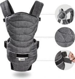 Hauck 2 Way Carrier Draagzak - Buikdrager - Melange Charcoal -Babyproducten 1146x1200 8