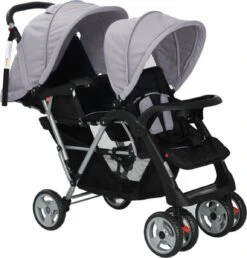 VidaXL Kinderwagen Dubbel Staal Grijs En Zwart 21 VidaXL Kinderwagen Dubbel Staal Grijs En Zwart -Babyproducten 1150x1200 1