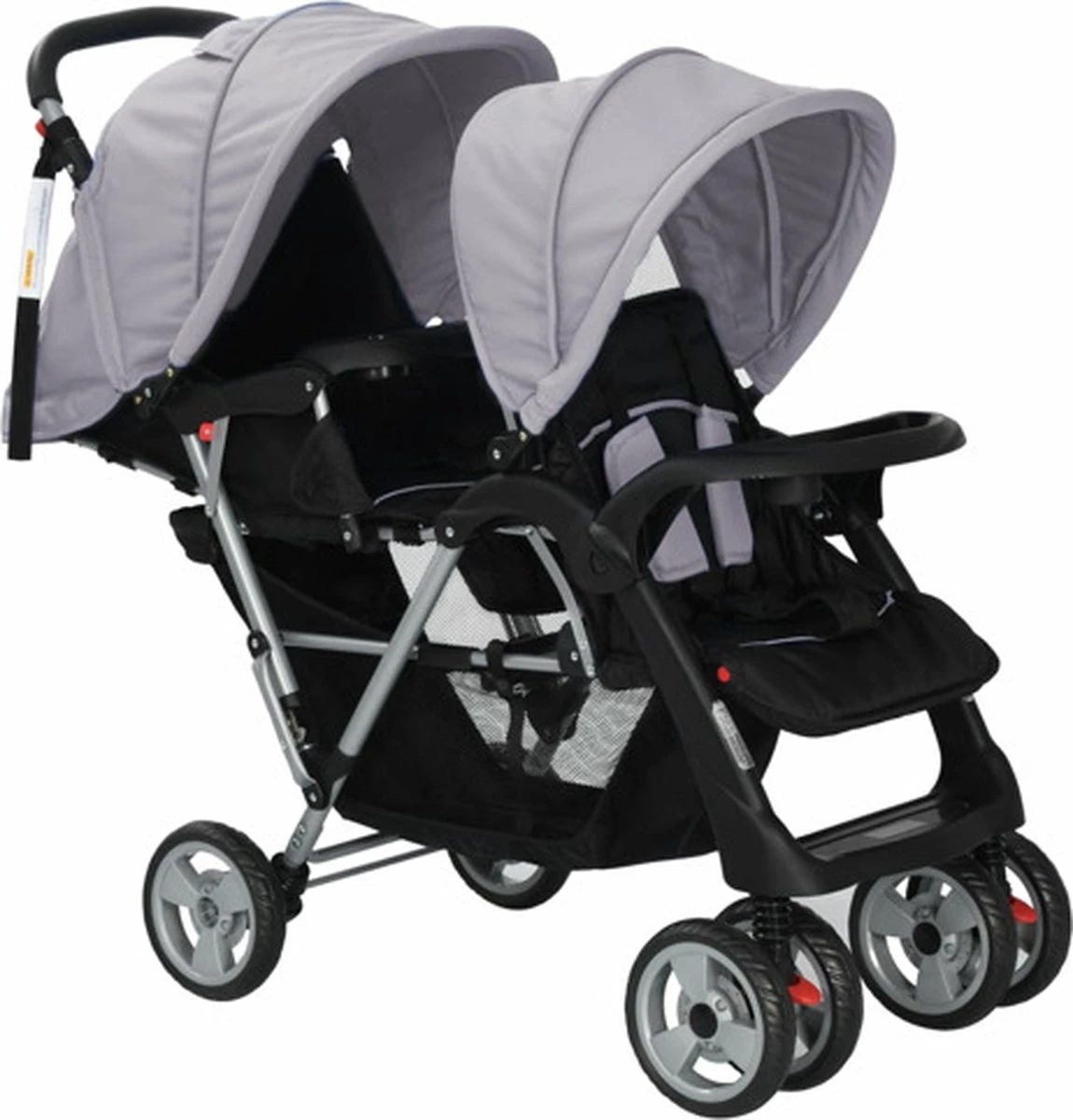 VidaXL Kinderwagen Dubbel Staal Grijs En Zwart 12 VidaXL Kinderwagen Dubbel Staal Grijs En Zwart - Afbeelding 10