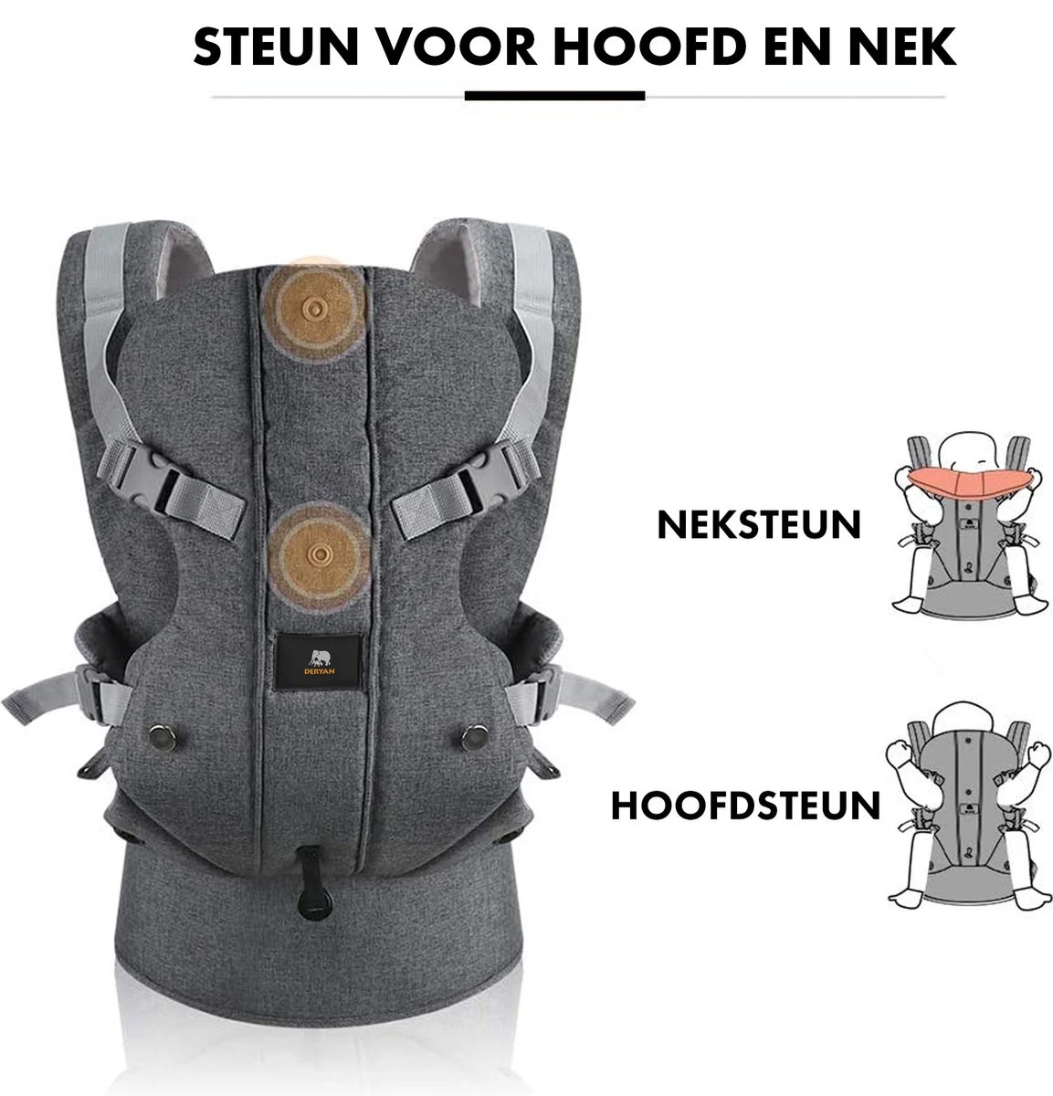 Deryan Ergonomische Draagzak - Buikdrager 2-in-1 Antraciet 4 Deryan Ergonomische Draagzak - Buikdrager 2-in-1 Antraciet - Afbeelding 2