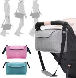 Babyproducten 39 3 In 1 Kinderwagen Tas Universele Wandelwagen | Luiertas Draagtas Reistas Met Fles En Bekerhouder | - Zwart