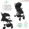 WOOSH New Buggy - Zwart - One Hand Folding - 3 Slaapstanden - Wandelwagen Tot 25 Kg - Regenhoes - Bekerhouder - Muggennet