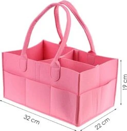 Merkloos Luiertas Vilt - Roze - Vilt - 32 X 22 X 19 Cm - Luier Organizer - Draagbare Organiser Met Handige Vakken - Verzorgingstas -Babyproducten 1164x1200 5