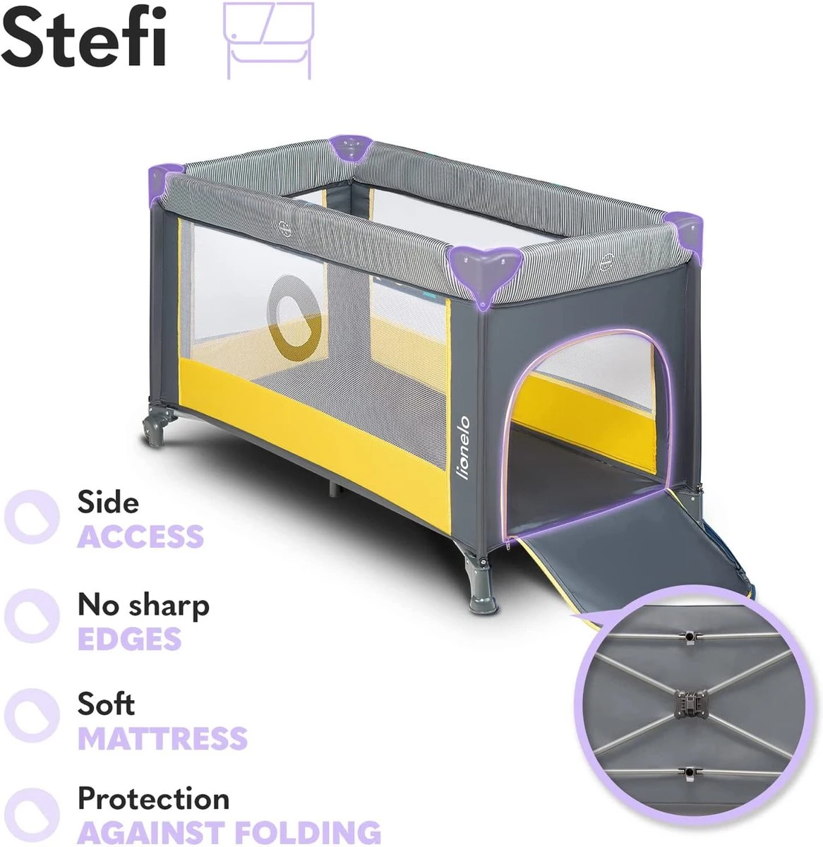 Lionelo Stefi - Campingbedje - 125x65cm - Tot 15kg - Transporttas 14 Lionelo Stefi - Campingbedje - 125x65cm - Tot 15kg - Transporttas - Afbeelding 12