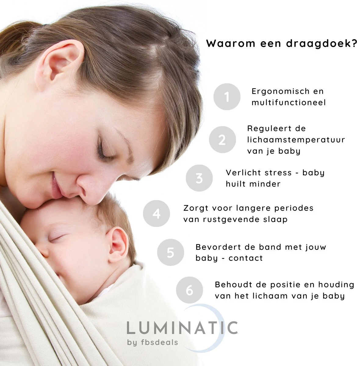 Baby Draagdoek - Babywrap - Baby Carrier - Babydrager - Buikdrager Baby – Baby Draagzak - Baby Sling | Luminatic® | Ergonomisch | Met Tasje | Zwart 5 Baby Draagdoek - Babywrap - Baby Carrier - Babydrager - Buikdrager Baby – Baby Draagzak - Baby Sling | Luminatic® | Ergonomisch | Met Tasje | Zwart - Afbeelding 3