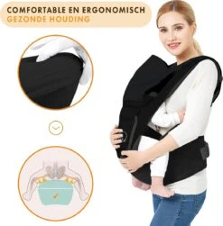 Deryan Pack Luxe Ergonomische Draagzak - Babydrager + Opbergvakjes - Zwart -Babyproducten 1180x1200 1