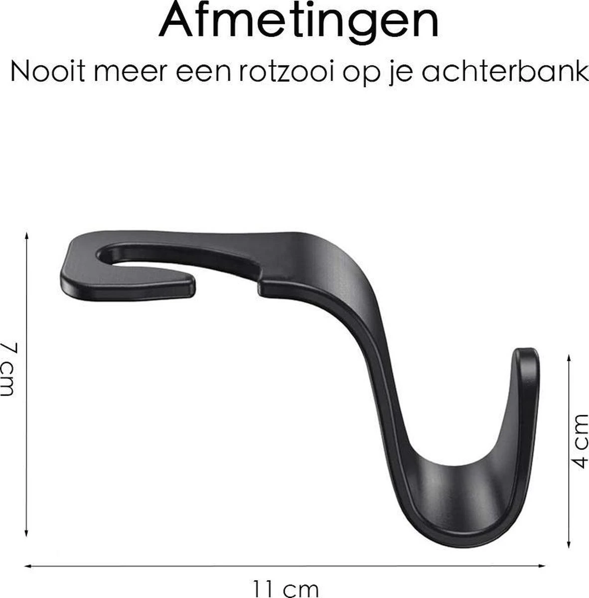 Merkloos Auto Kapstok - Opberghaak - Tashouder - Zwart - 4 Stuks 4 Merkloos Auto Kapstok - Opberghaak - Tashouder - Zwart - 4 Stuks - Afbeelding 2