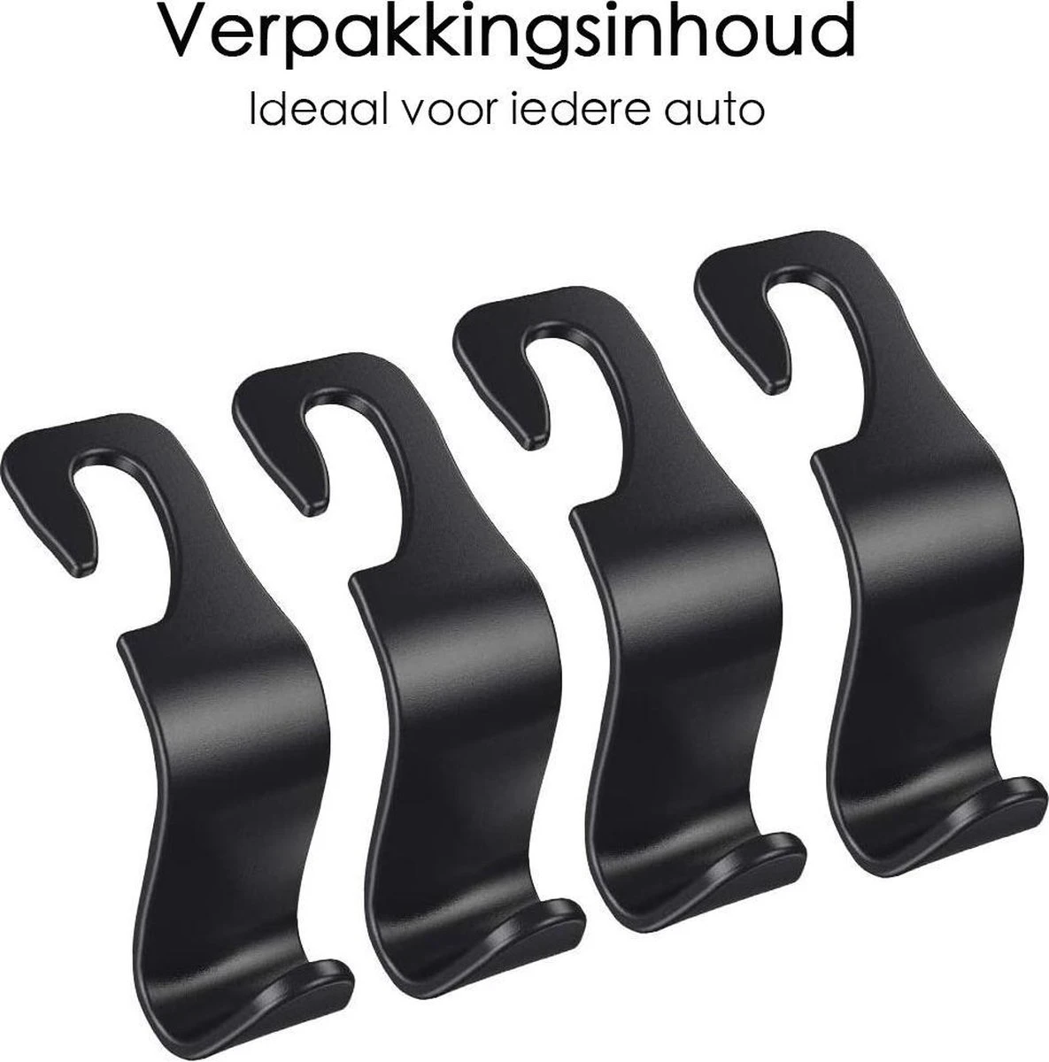 Merkloos Auto Kapstok - Opberghaak - Tashouder - Zwart - 4 Stuks 9 Merkloos Auto Kapstok - Opberghaak - Tashouder - Zwart - 4 Stuks - Afbeelding 7