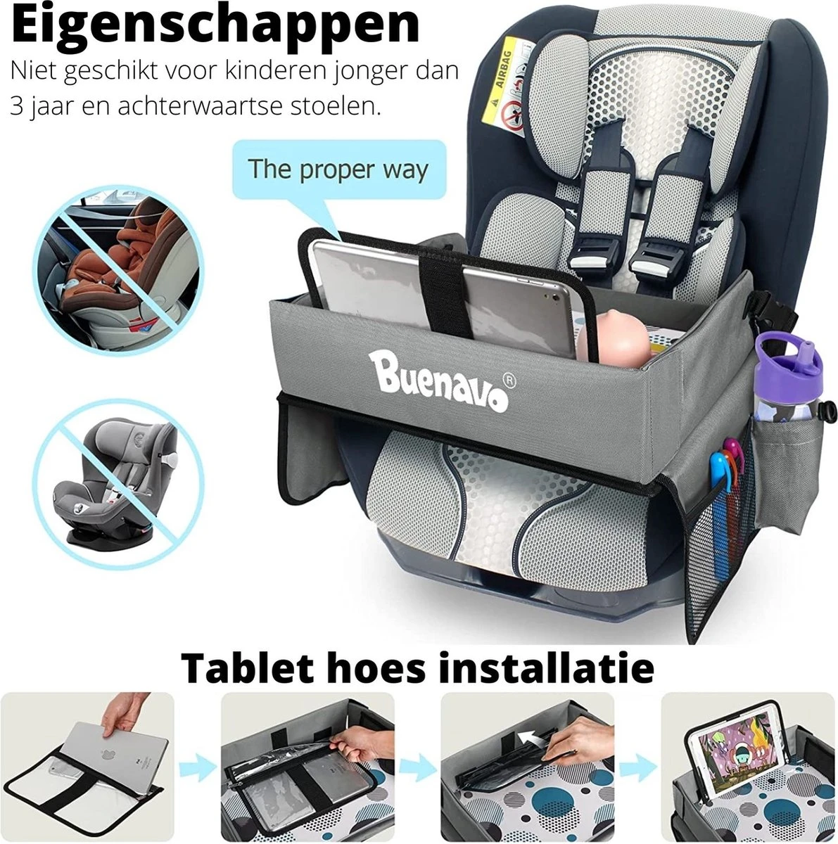 Premium Reistafel Voor Kinderen - Inclusief Tablethouder + Gratis Draagtas En Potloden - Auto Organizer - Playtray - Opvouwbaar - Speeltafel Auto - Tekentafel Auto - Grijs 5 Premium Reistafel Voor Kinderen - Inclusief Tablethouder + Gratis Draagtas En Potloden - Auto Organizer - Playtray - Opvouwbaar - Speeltafel Auto - Tekentafel Auto - Grijs - Afbeelding 3