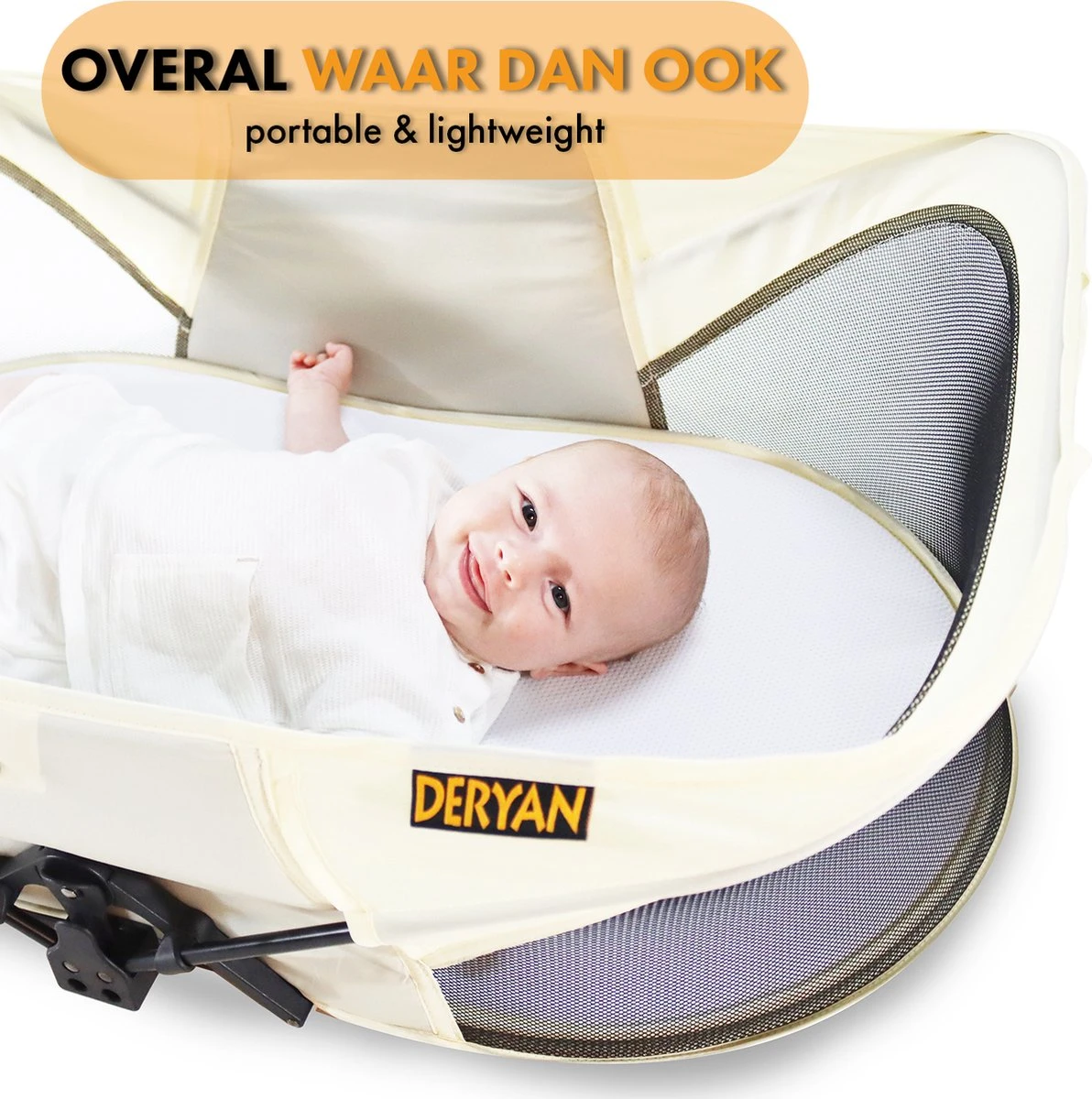 Deryan Infant Deluxe BabyBox Campingbedje - Cream + Inclusief Matras En Klamboe 9 Deryan Infant Deluxe BabyBox Campingbedje - Cream + Inclusief Matras En Klamboe - Afbeelding 7