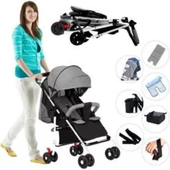 Child Supplies Buggy - Inklapbare Buggy - Baby Stroller - 3 In 1 - Kinderwagen - Grijs -Babyproducten 1198x1200 3