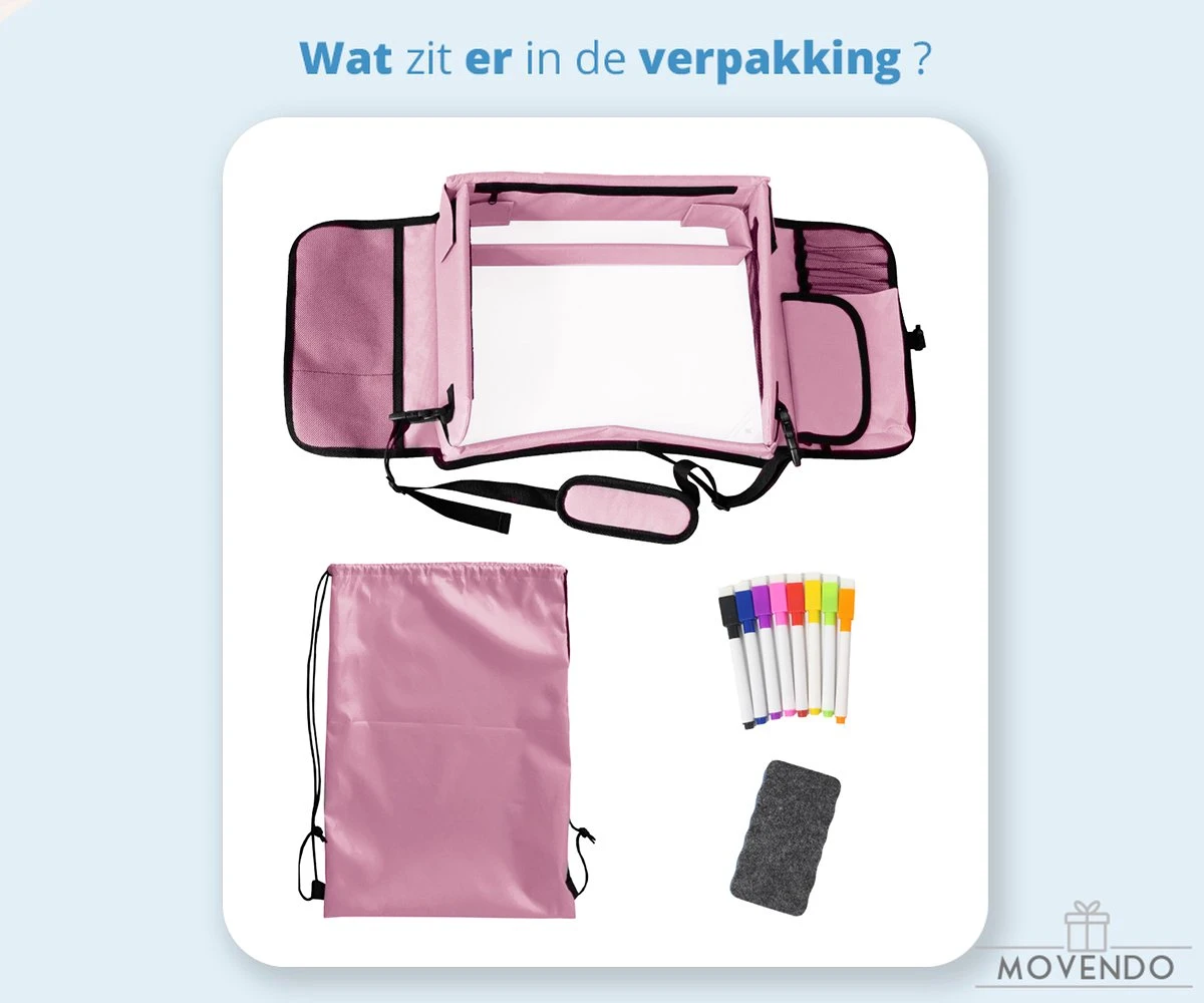 ‘’MOVENDO’’ Reistafel Voor Auto Kinderen – Autotafel – Speeltafel Auto – Travel Tray – Tekentafel – Opvouwbaar Met Tablethouder - Roze 6 ‘’MOVENDO’’ Reistafel Voor Auto Kinderen – Autotafel – Speeltafel Auto – Travel Tray – Tekentafel – Opvouwbaar Met Tablethouder - Roze - Afbeelding 4