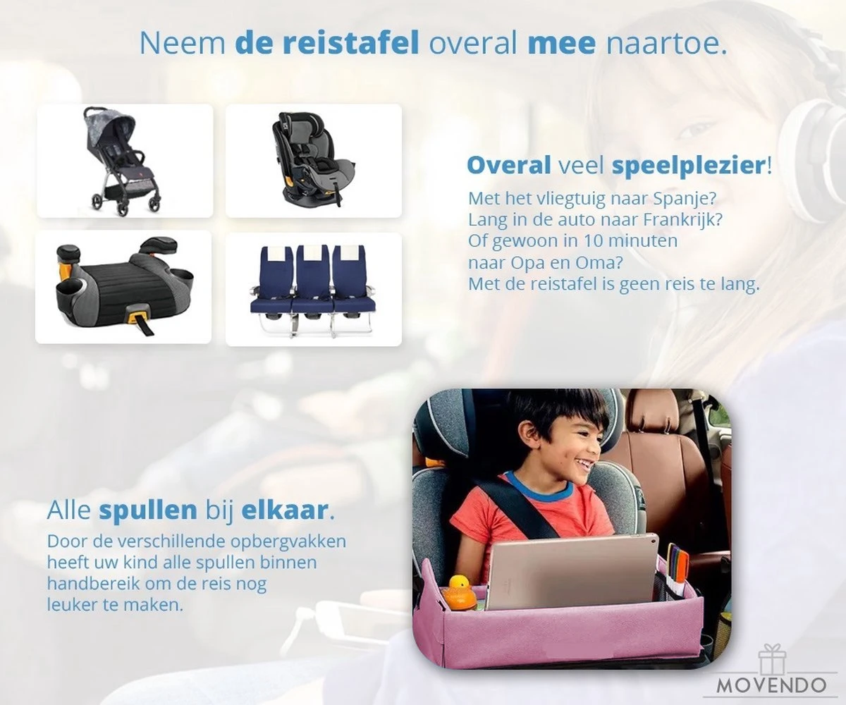 ‘’MOVENDO’’ Reistafel Voor Auto Kinderen – Autotafel – Speeltafel Auto – Travel Tray – Tekentafel – Opvouwbaar Met Tablethouder - Roze 8 ‘’MOVENDO’’ Reistafel Voor Auto Kinderen – Autotafel – Speeltafel Auto – Travel Tray – Tekentafel – Opvouwbaar Met Tablethouder - Roze - Afbeelding 6