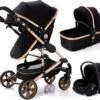 Luxe Kinderwagen 3 In 1 - Wandelwagen - Kinderwagen 3-in-1 Incl Autostoel - Kinderwagen Maxi Cosi – Buggy 3 In 1 - Newborn - Zwart/goud -Babyproducten 1200x1029 3
