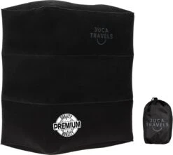 Juca Travels - Vliegtuigbedje - Voetkussen Opblaasbaar - Voetensteun - Voetenbankje - 3 Hoogte Standen - Reiskussen