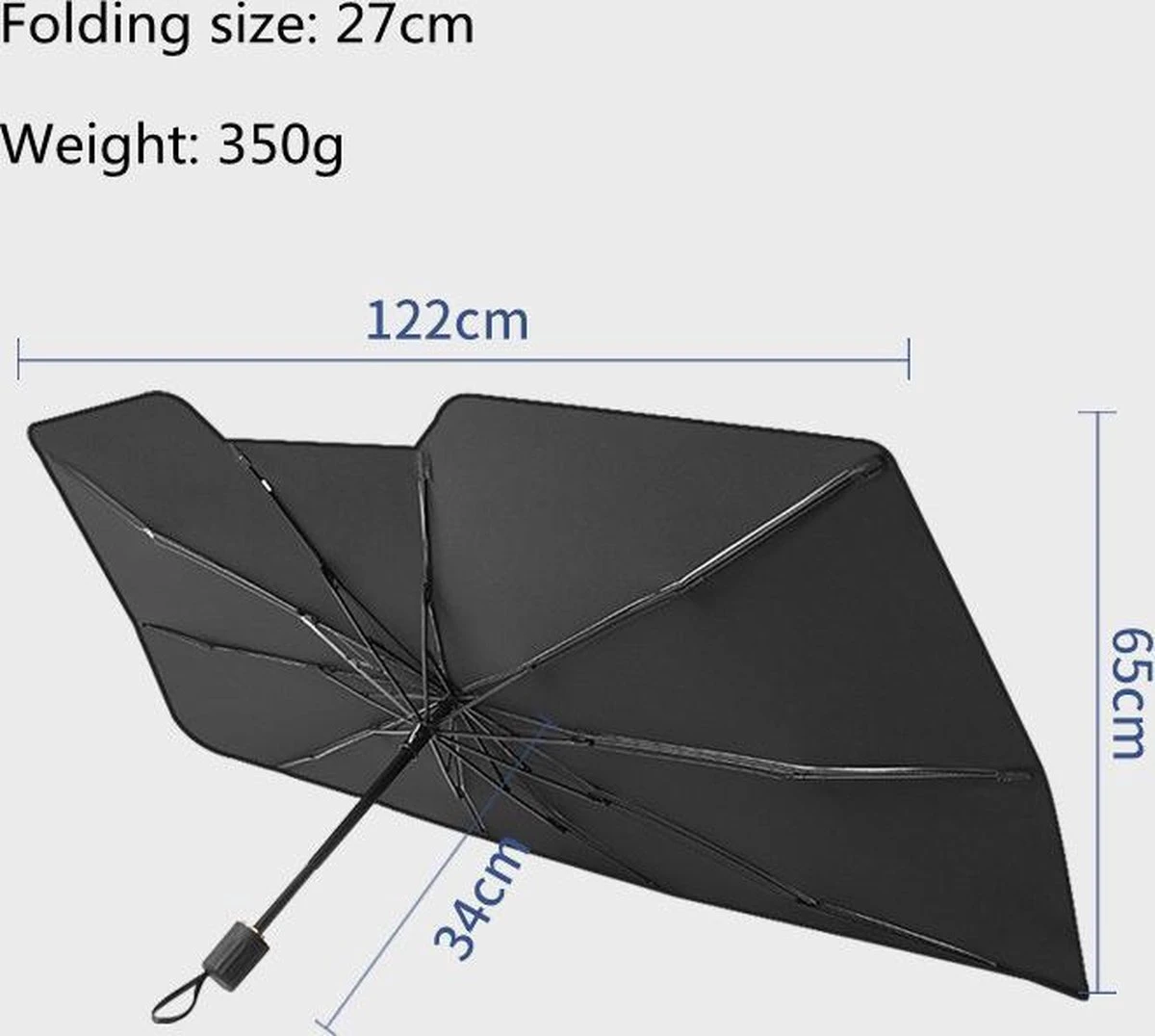 TDR - Zonnescherm / Autoparaplu - Binnenkant Voorruit Auto - Opvouwbaar - Hitte En UV Bescherming - 122 X 65 Cm 14 TDR - Zonnescherm / Autoparaplu - Binnenkant Voorruit Auto - Opvouwbaar - Hitte En UV Bescherming - 122 X 65 Cm - Afbeelding 12