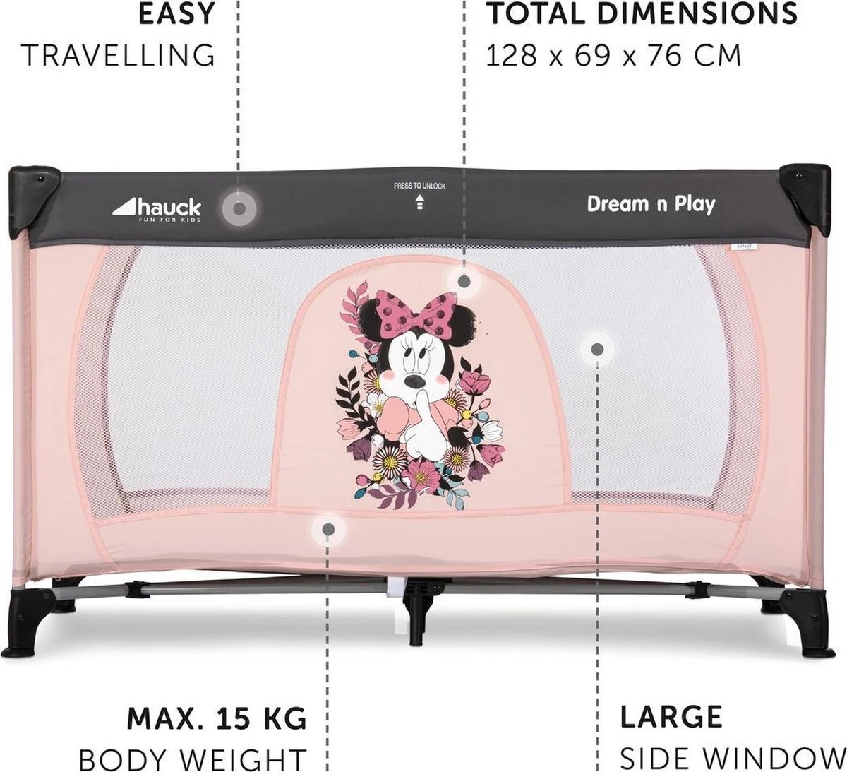 Hauck Dream'n Play Campingbedje - Minnie Sweetheart 17 Hauck Dream'n Play Campingbedje - Minnie Sweetheart - Afbeelding 15