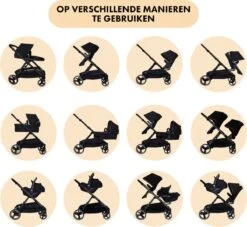Deryan Evy Kinderwagen - Duo Kinderwagen - Uitbreidbaar - Inclusief Reiswieg - Zwart -Babyproducten 1200x1105 5