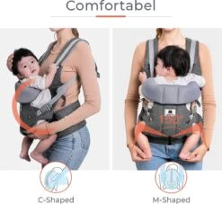 Deryan Meinkind Draagzak - Ergonomische Draagzak Vanaf Geboorte - Antraciet -Babyproducten 1200x1105 9