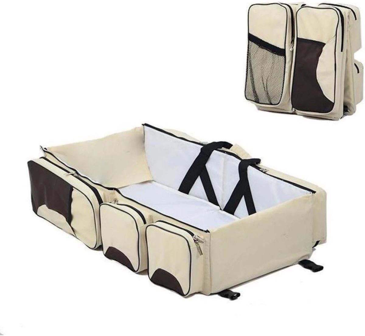 Merkloos Decopatent® Baby Bed - Luiertas - Reisbedje Voor Baby’s En Kleuters - Opvouwbare Reiswieg - Reisbed Met Matras - Reistas - Creme 7 Merkloos Decopatent® Baby Bed - Luiertas - Reisbedje Voor Baby’s En Kleuters - Opvouwbare Reiswieg - Reisbed Met Matras - Reistas - Creme - Afbeelding 5
