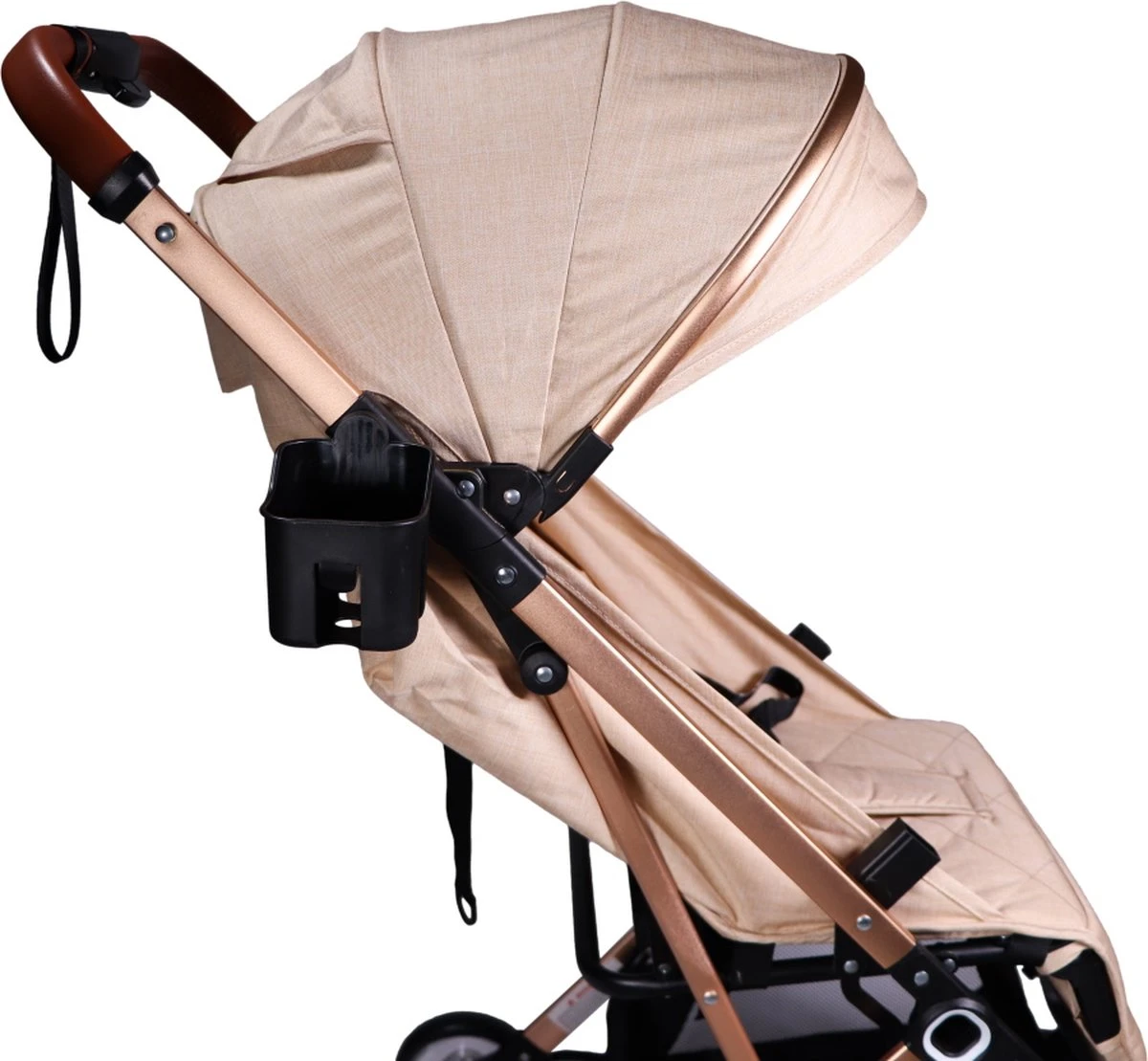 Ding Vivo Wandelwagen - Beige/Rose - Inklapbare Buggy - Inclusief Boodschappenmandje En Zonnekap 4 Ding Vivo Wandelwagen - Beige/Rose - Inklapbare Buggy - Inclusief Boodschappenmandje En Zonnekap - Afbeelding 2