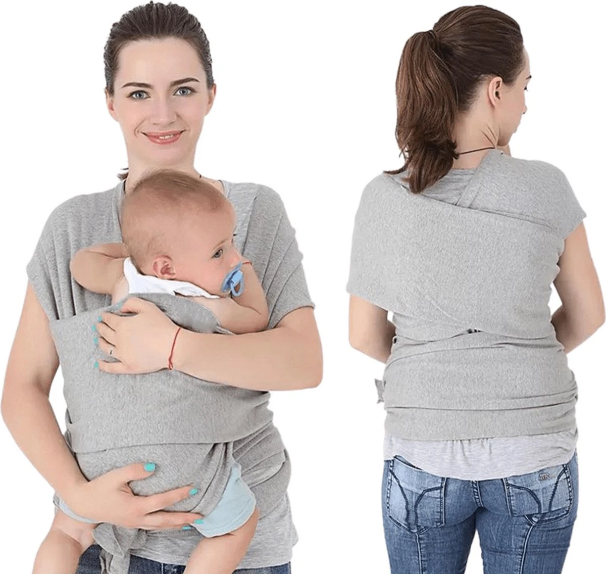 Baby Mama Draagdoek Grijs - Rekbaar - Biologisch Katoen - Ergonomisch - Draagzak - Tot 15KG 3 Baby Mama Draagdoek Grijs - Rekbaar - Biologisch Katoen - Ergonomisch - Draagzak - Tot 15KG