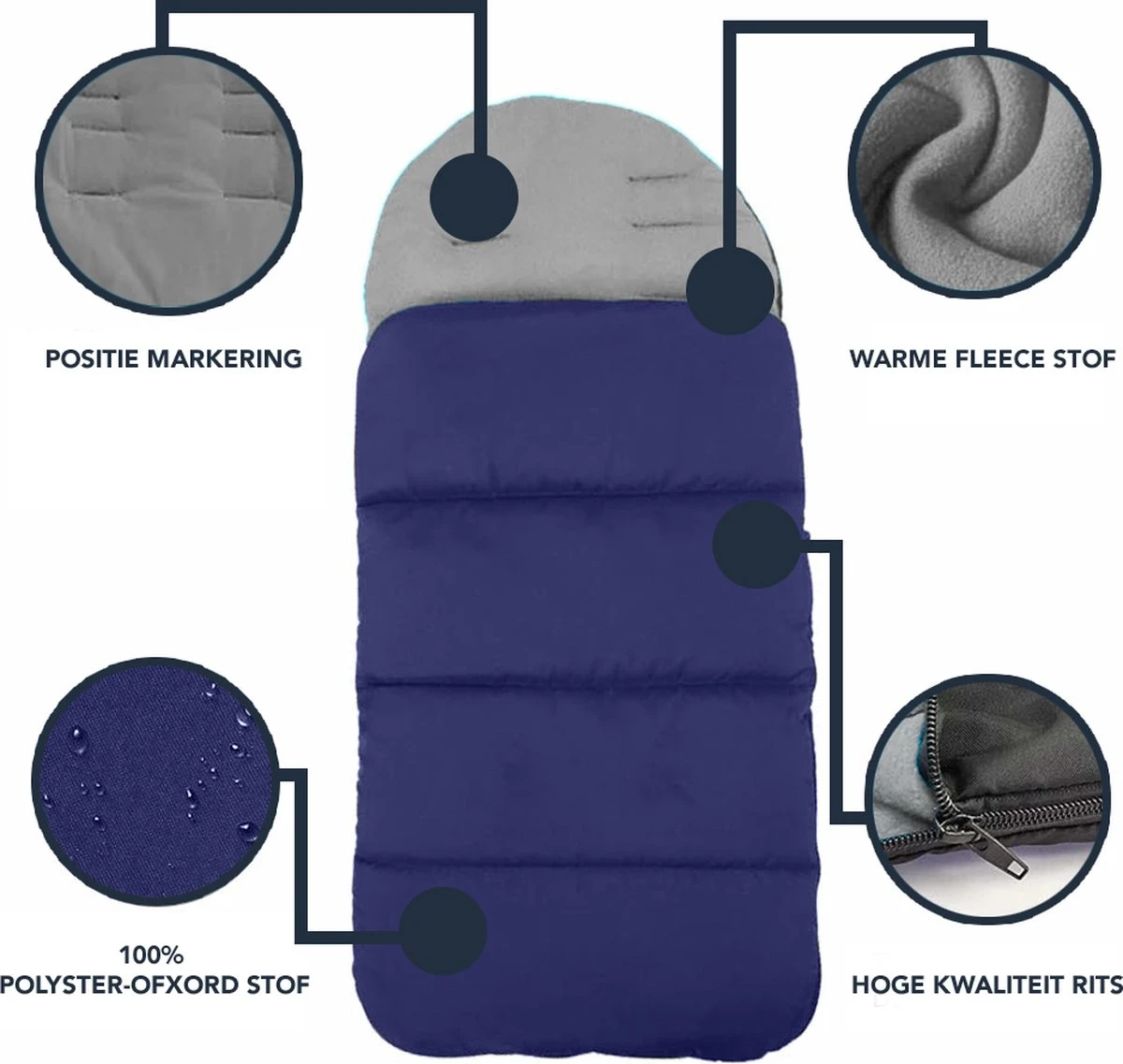 Achaté Voetenzak - Voor Kinderwagen Of Stoeltje – Baby Slaapzak - Autostoel - Donkerblauw 6 Achaté Voetenzak - Voor Kinderwagen Of Stoeltje – Baby Slaapzak - Autostoel - Donkerblauw - Afbeelding 4