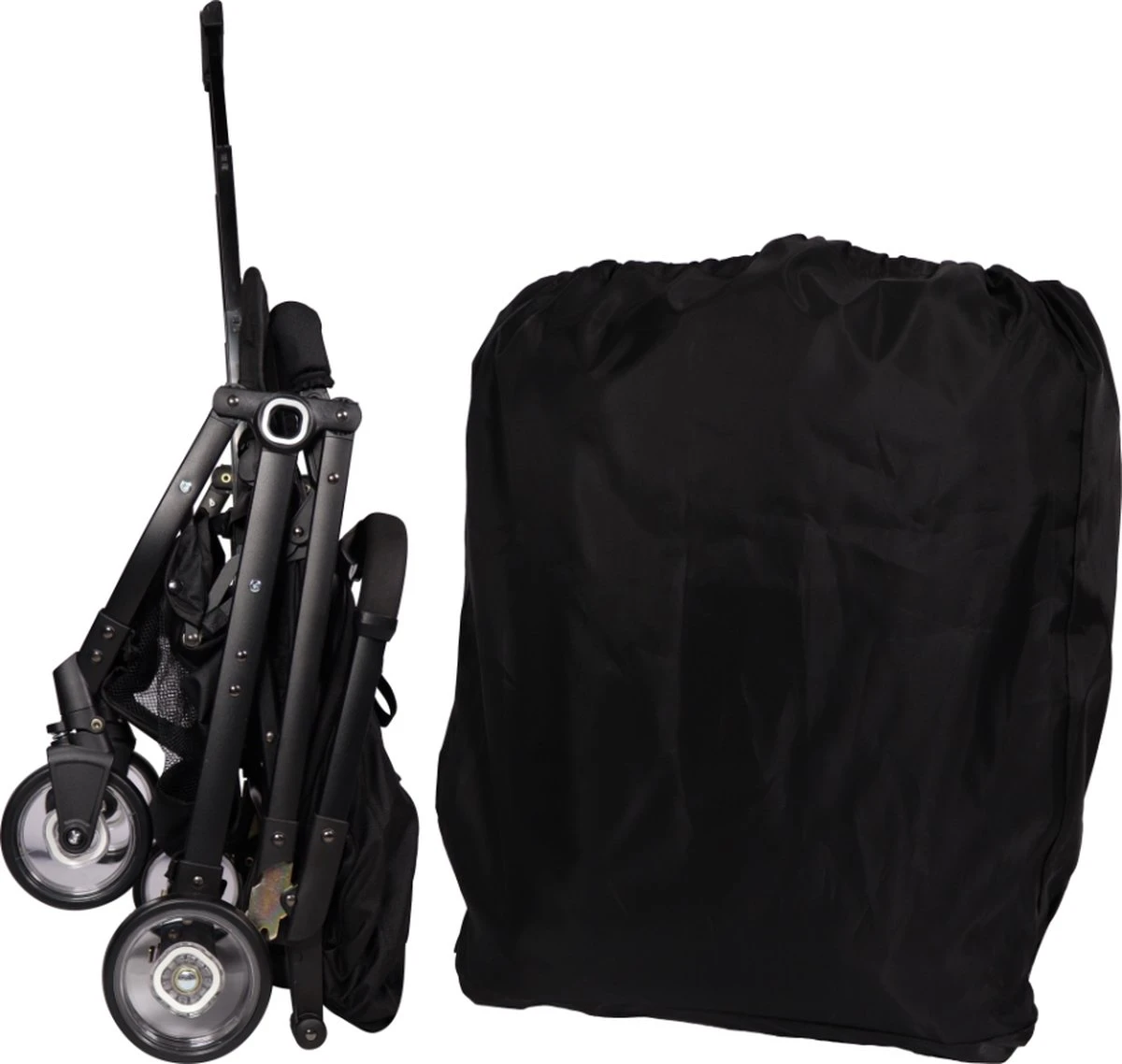 Ding Vivo Wandelwagen - Zwart - Inklapbare Buggy - Inclusief Boodschappenmandje En Zonnekap 4 Ding Vivo Wandelwagen - Zwart - Inklapbare Buggy - Inclusief Boodschappenmandje En Zonnekap - Afbeelding 2