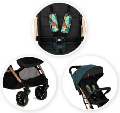MoMi Wandelwagen - Compacte Lichtgewicht Buggy - Estelle - Green-Gold (geschikt Van 6mnd - 15kg) -Babyproducten 1200x1139 11