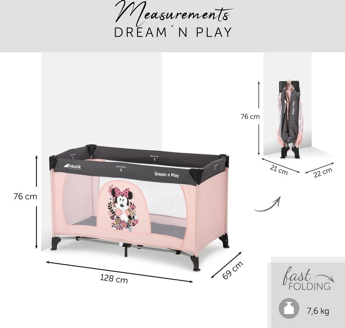 Hauck Dream'n Play Campingbedje - Minnie Sweetheart 16 Hauck Dream'n Play Campingbedje - Minnie Sweetheart - Afbeelding 14