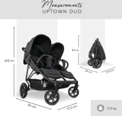 Hauck Uptown Duo Melange Broertje/zusje Kinderwagen Black -Babyproducten 1200x1146 1