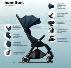 Hamilton By Yoop One Prime X1 Buggy - Premium Stroller Met One Hand Folding Technologie - Blauw - Lichte, Verstelbare En Wendbare Kinderwagen Met Vele Gemakken -Babyproducten 1200x1146 3