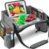 Auto En Vliegtuig Reistafel Voor Kinderen - Autotafel - Eettafel - Speeltafel Met Tekentafel & IPad Tablethouder Voor Lange En Verre Reizen - Opvouwbaar - Schoolvakanties - Grijs -Babyproducten 1200x1147